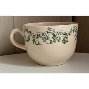 Le Comptoir De Famille Place du Marche" France large mug in Ivory / Green